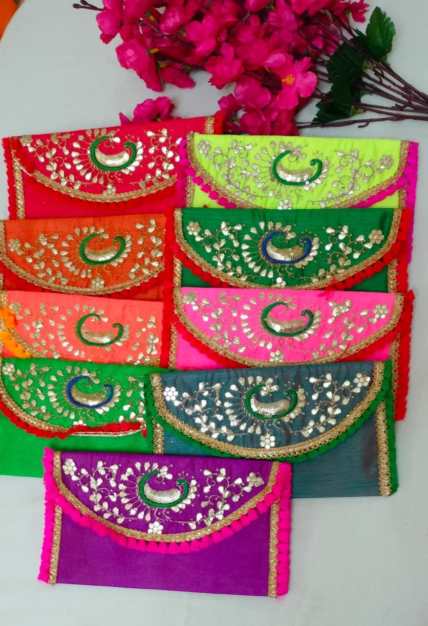Elegant Peacock Embroidery Clutch – Perfect for Weddings & Giveaways
