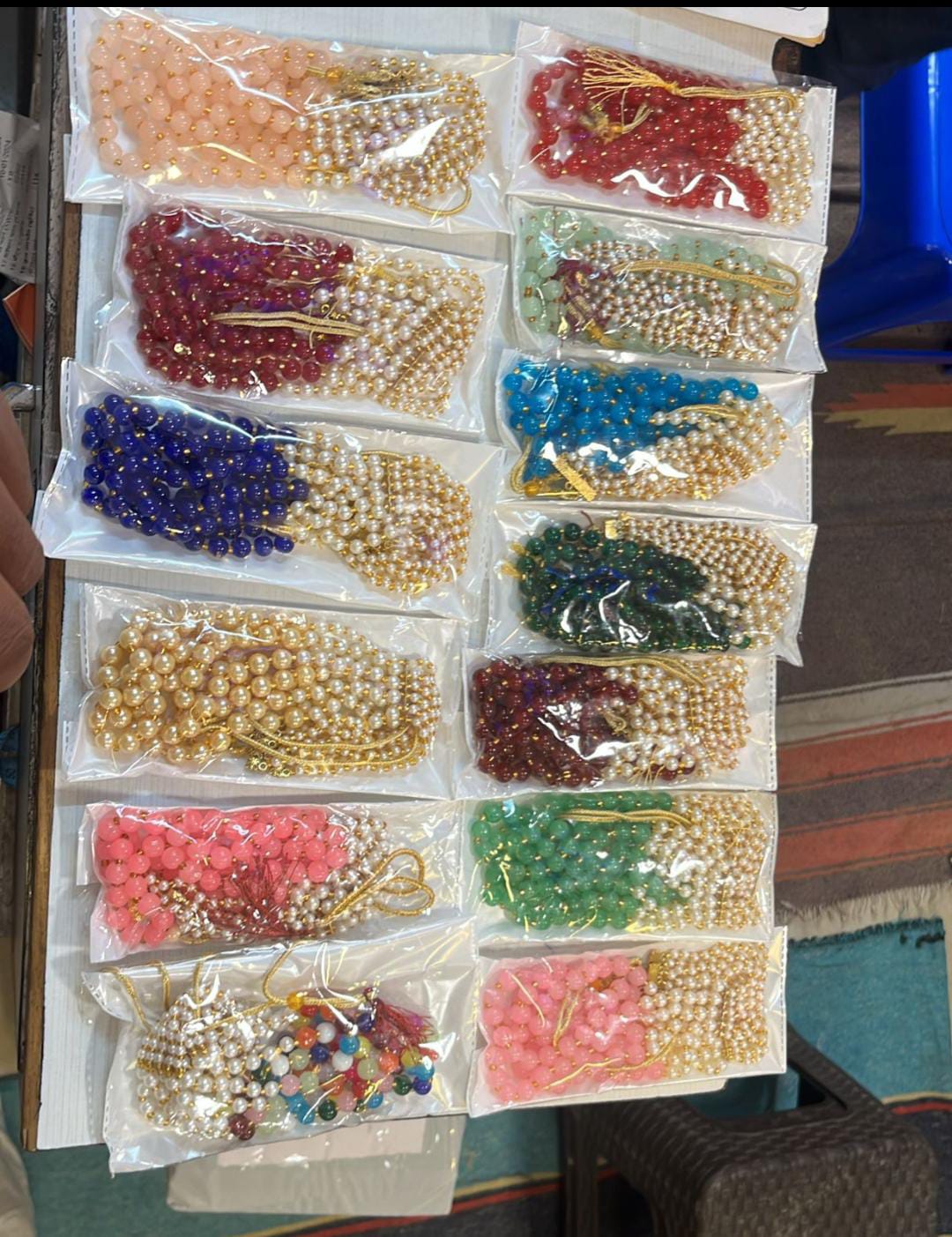 Red, Pearl & Gold Multi-Layer Mala - Indian Wedding Necklace Set