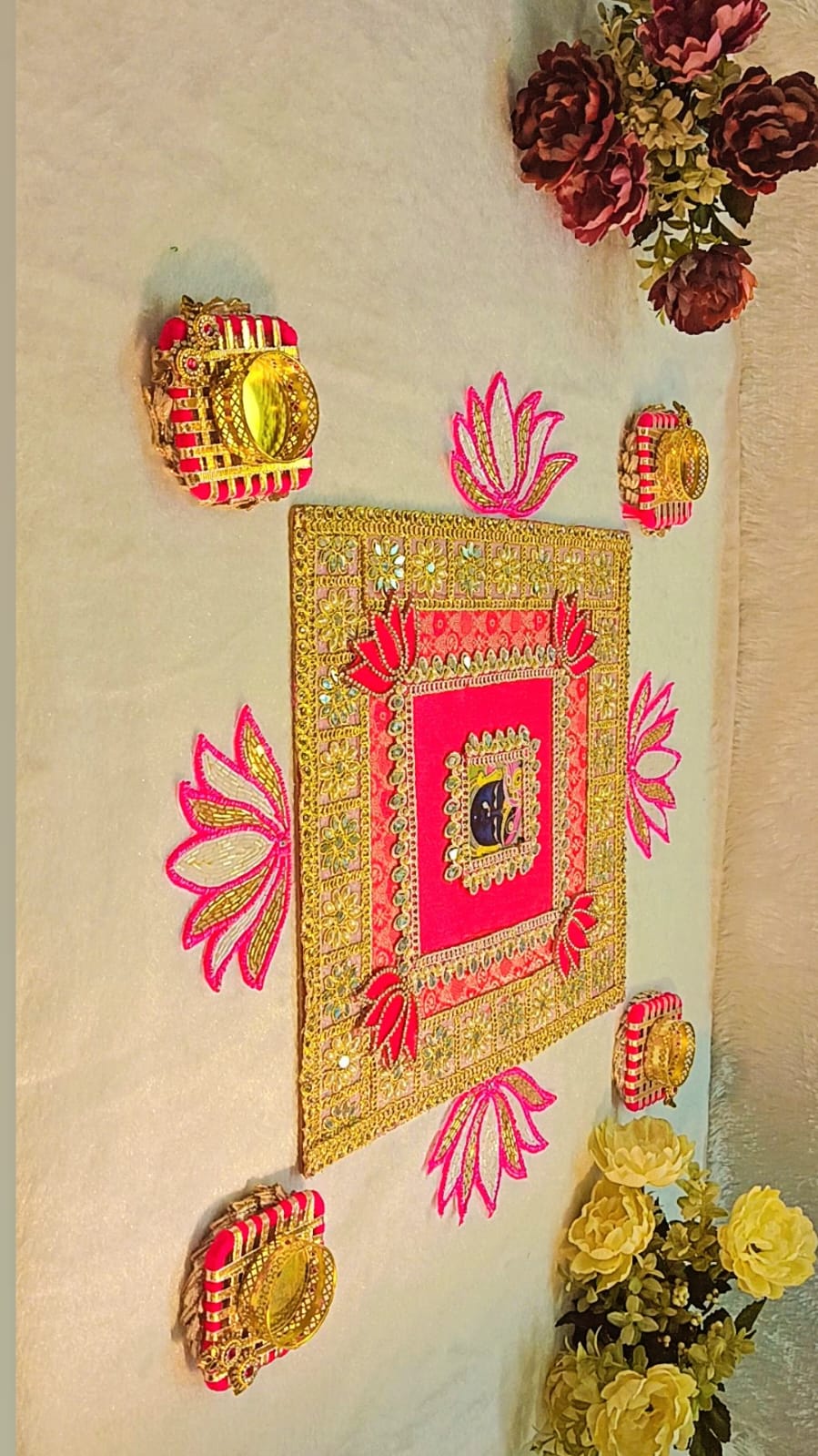 Square shrinath ji lotus rangoli