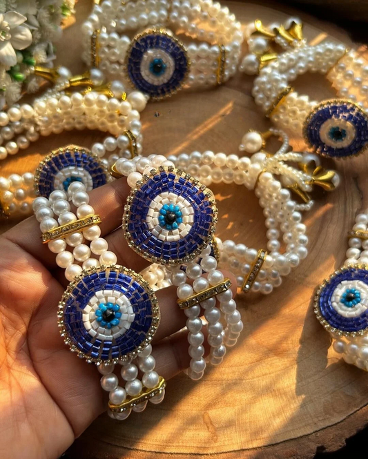 Evil Eye Bracelets with Pearl Adjustable for Return Favors