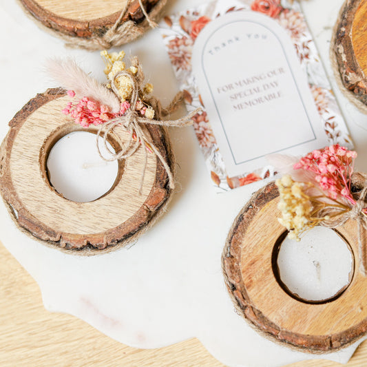 Decorated wooden tree bark t-light