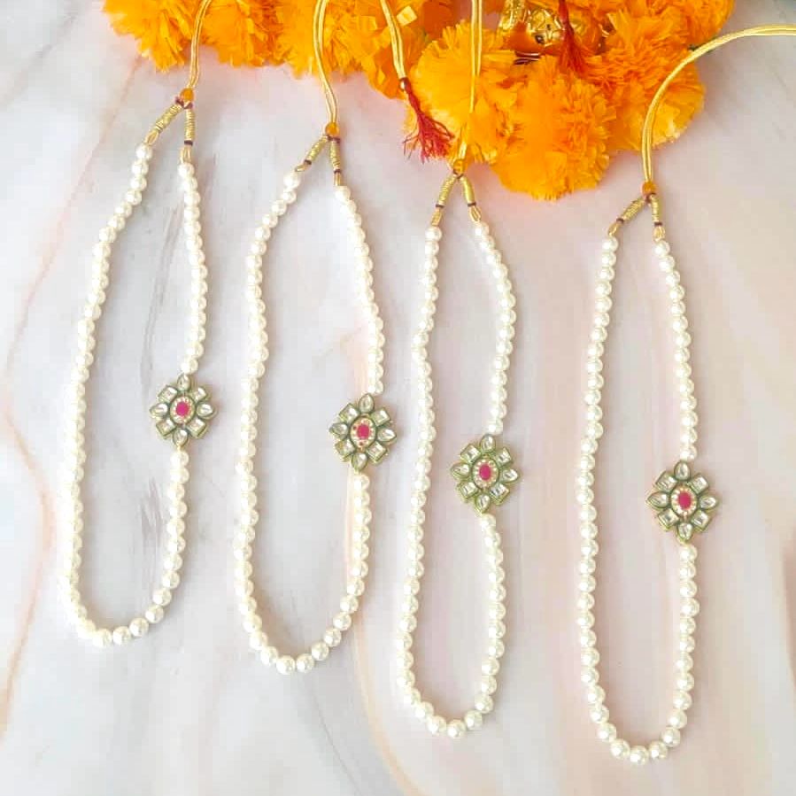 Baraat Swagat Mala with Kundan Stone Pendant- Mens Swagat Mala for Welcoming Guests in Weddings