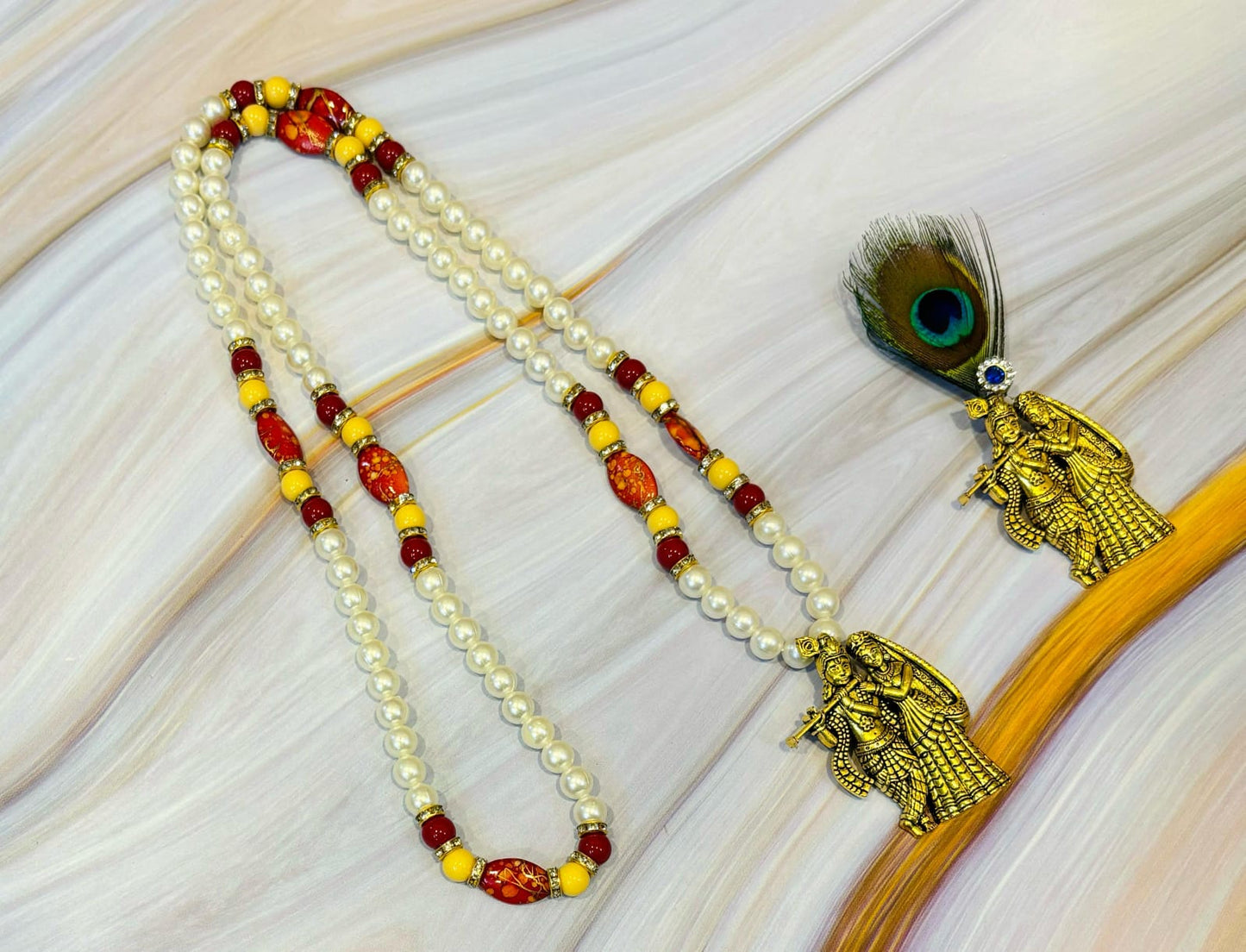 Radha Krishna broach,& mala set