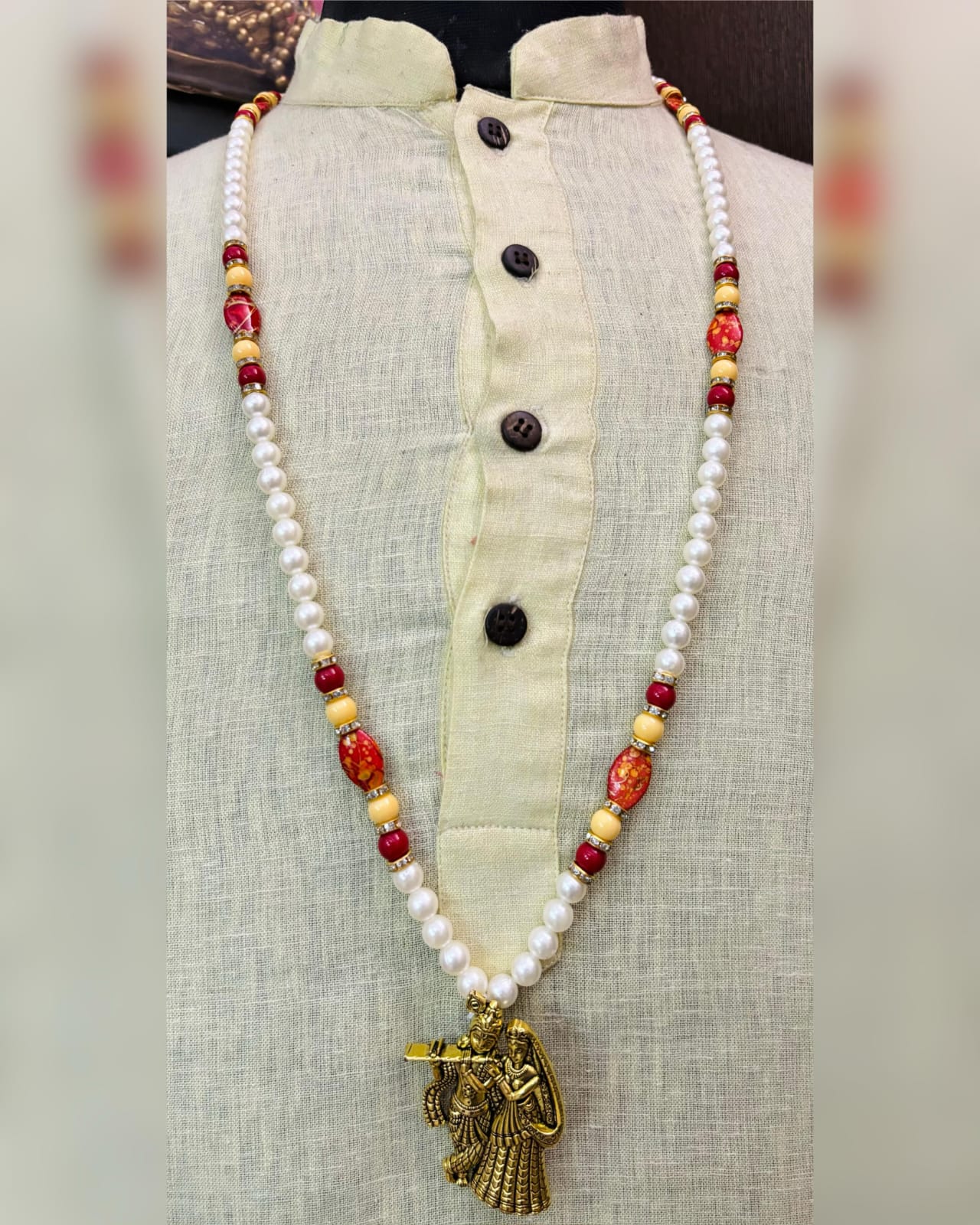 Radha Krishna broach,& mala set