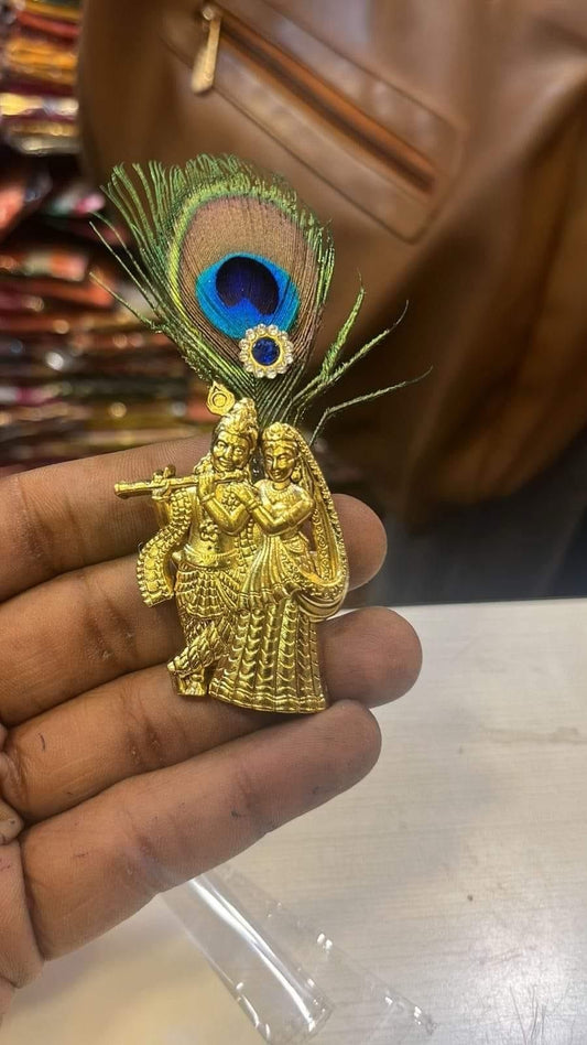 Radhe krishna broach with peacock feather 🪶