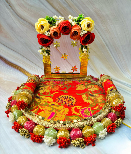 Colorful Floral Backdrop for Pooja Detachable