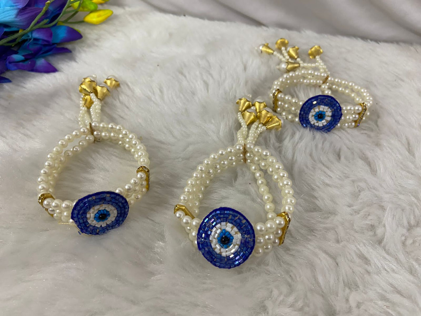 Evil Eye Bracelets with Pearl Adjustable for Return Favors