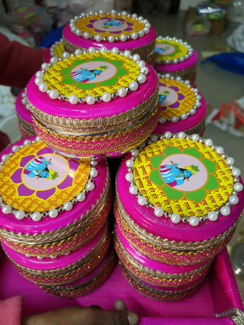 Krishna themed steel boxes