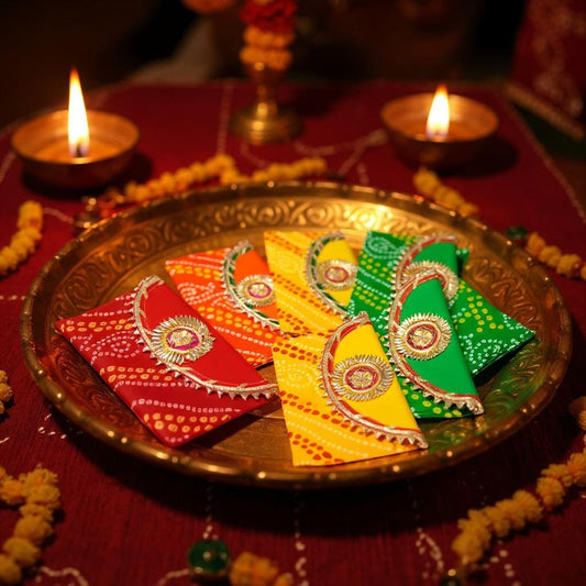 *Bandhej Fabric Shagun Envelopes Cum Mobile Cover