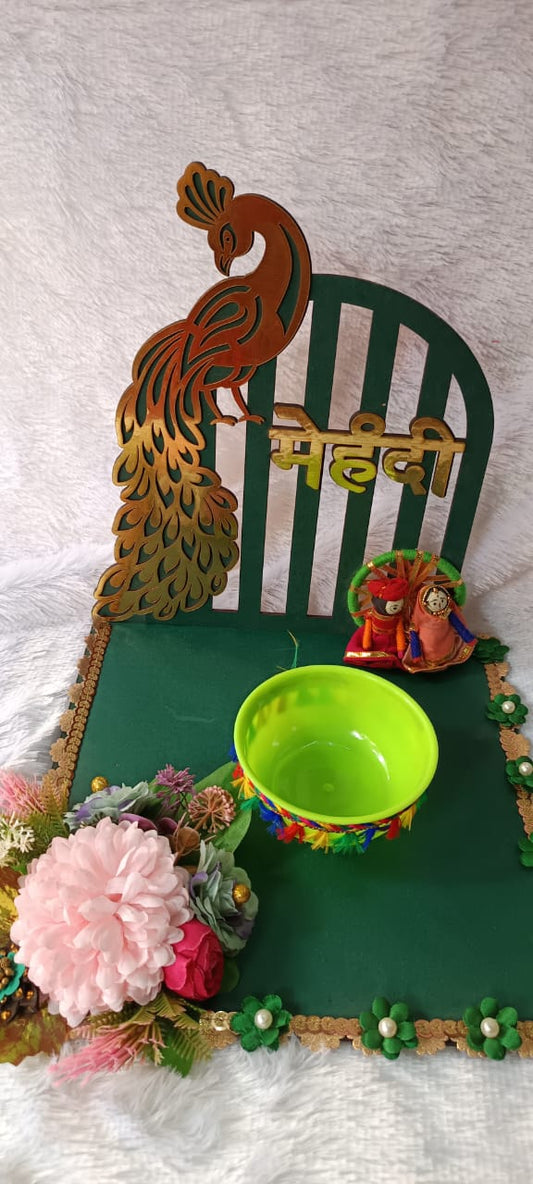 Elegant Peacock-Themed Mehendi Platter