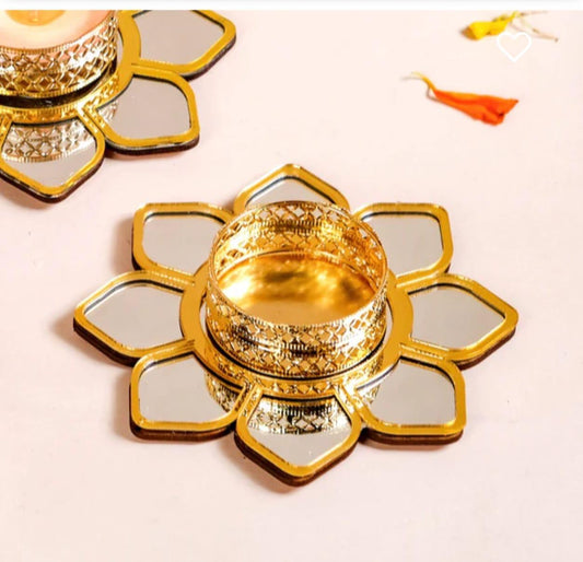 Mirror Floral tealight pair