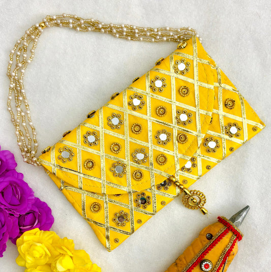 Pearl Handle Sparkle Clutch