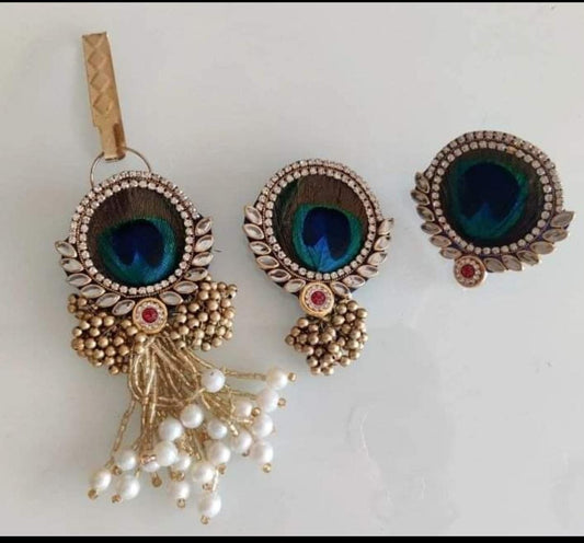 Morpankh Elegance: Complete Traditional Ensemble. Satka,Ring & Broach combo