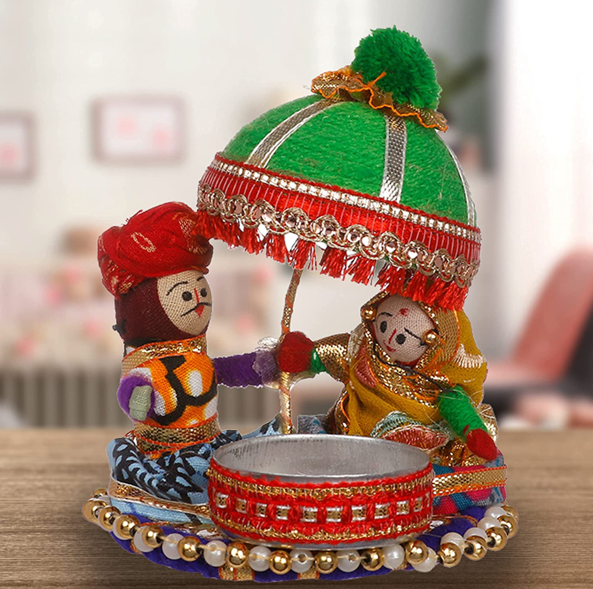 Handmade Puppet Dolls Tealight Candle Holder – Decorative Diya for Diwali Home Decor & Gifts (Pack of 2)