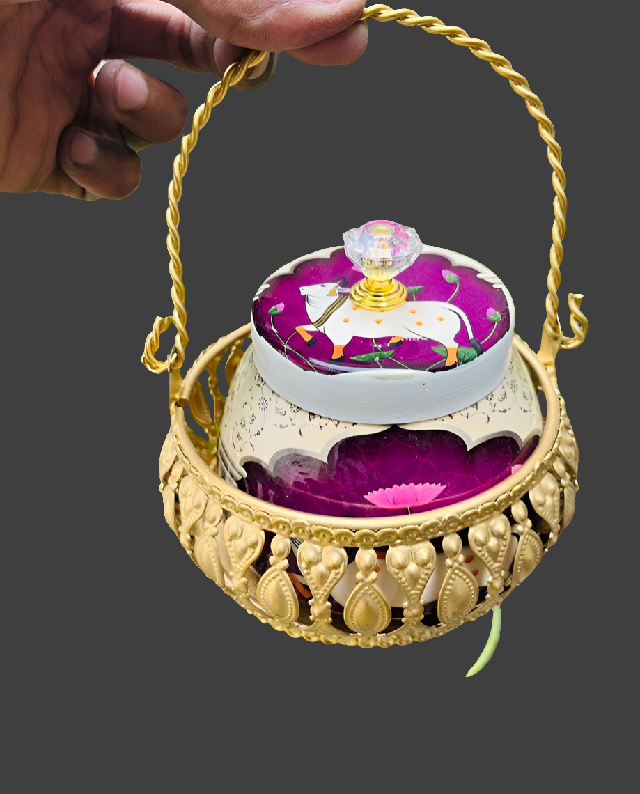 Metal basker with meena jar