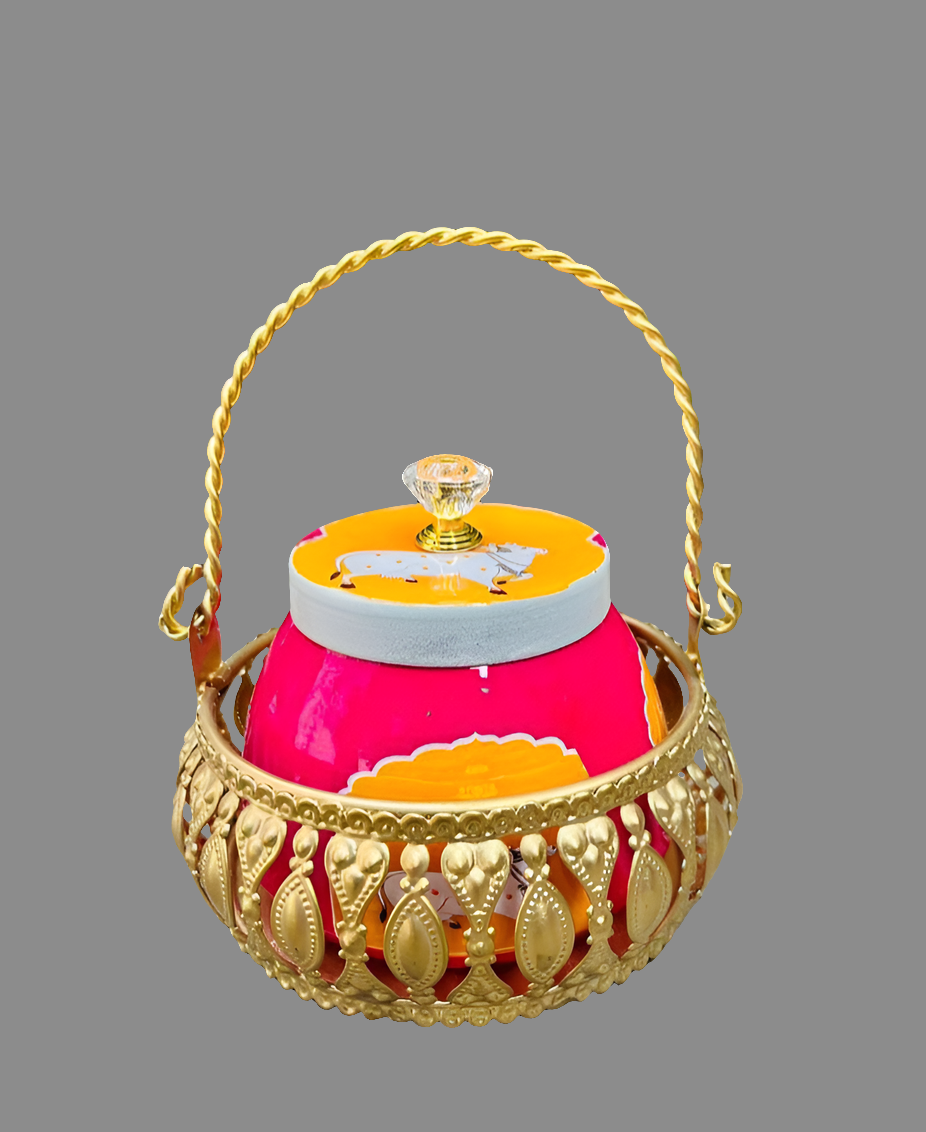 Metal basker with meena jar