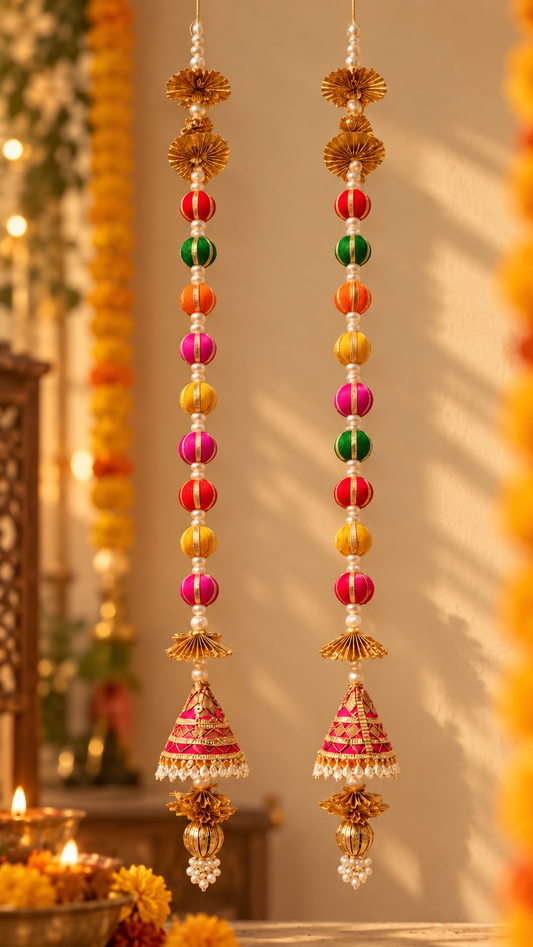 Colourful Diwali Hanging Pair | Handcrafted Festive Door & Home Decor