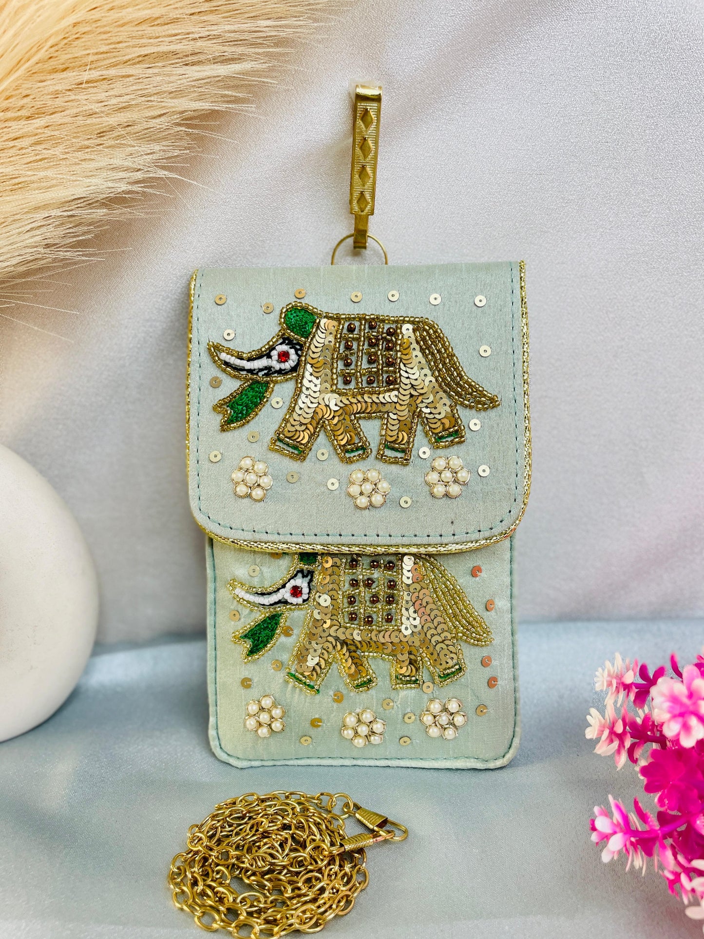 Heavy embroidery mobile sling cover