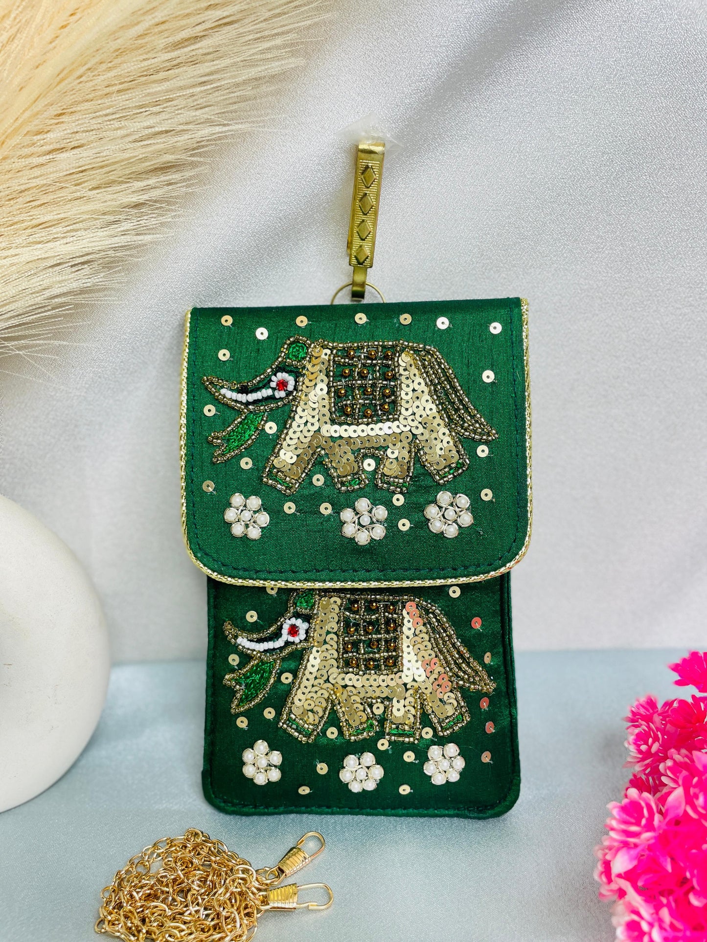 Heavy embroidery mobile sling cover