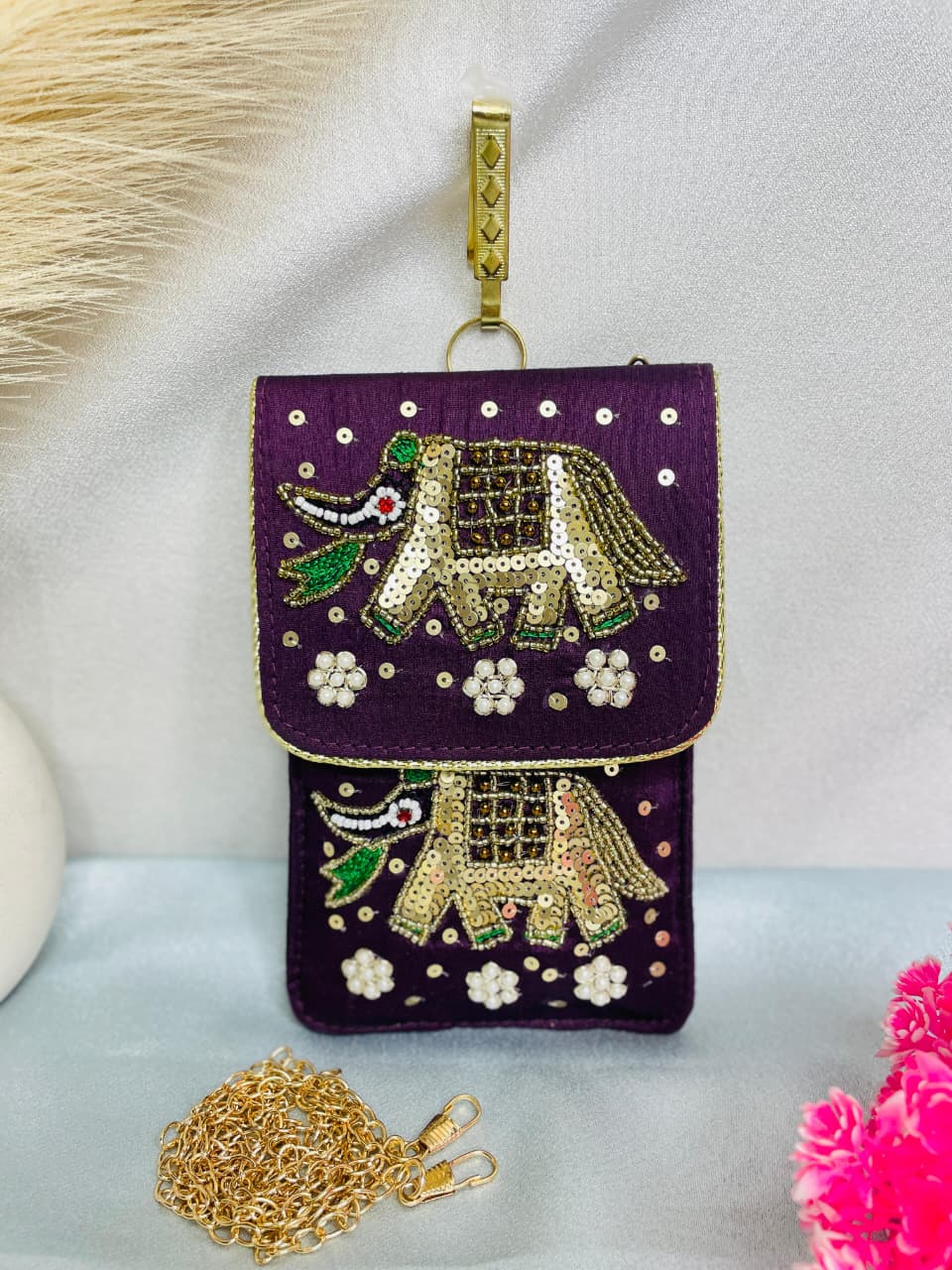 Heavy embroidery mobile sling cover