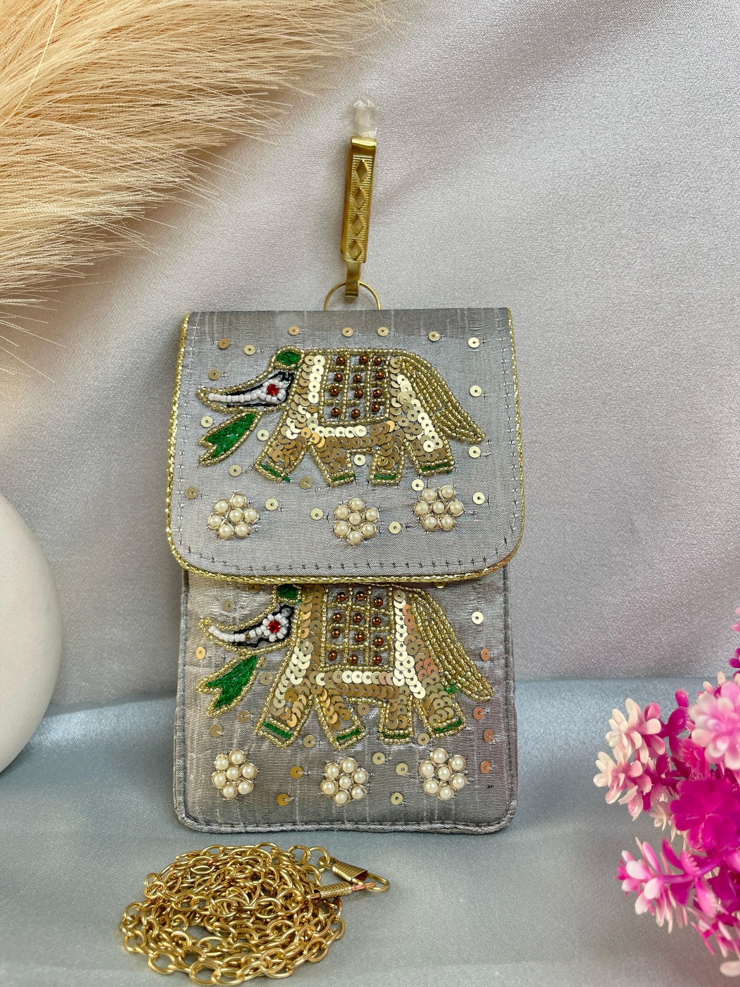 Heavy embroidery mobile sling cover