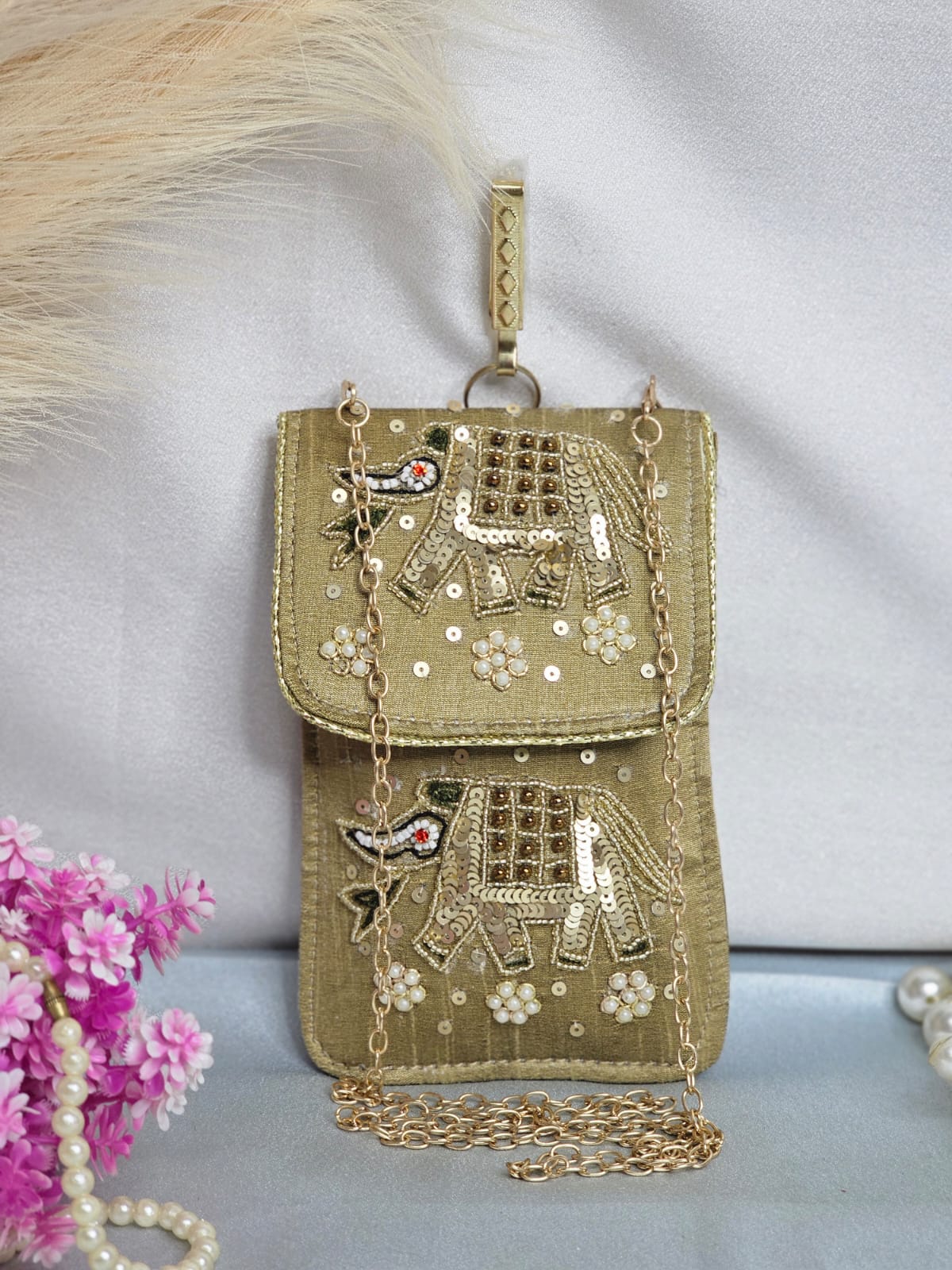 Heavy embroidery mobile sling cover
