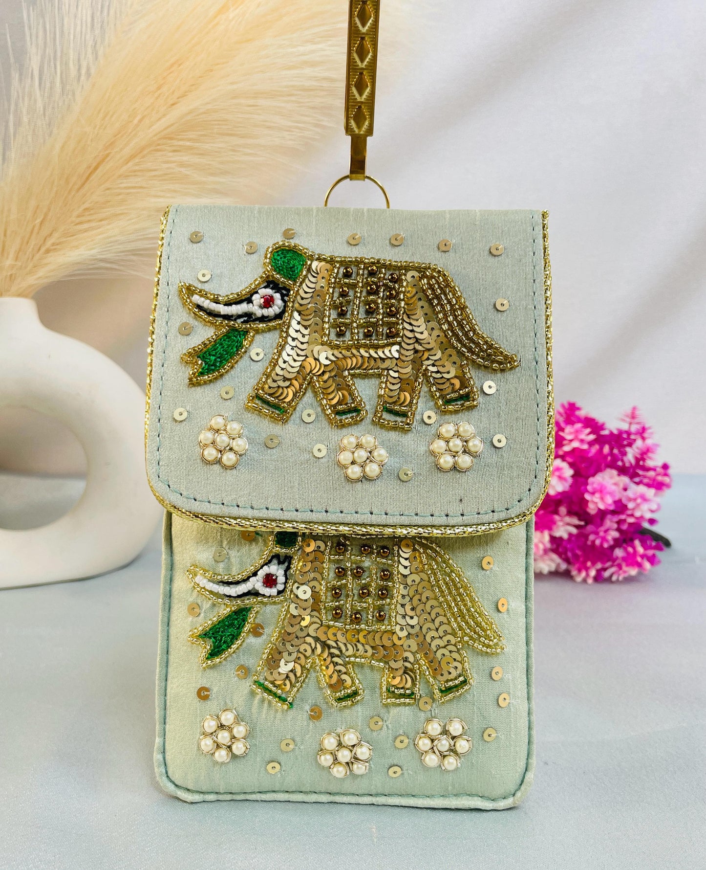 Heavy embroidery mobile sling cover