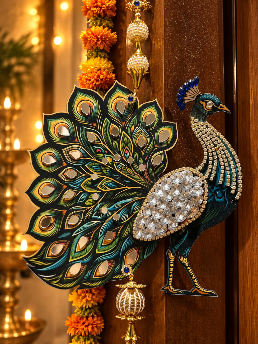 Decorative Peacock Wall Hanging for Diwali & Festive Home Decor