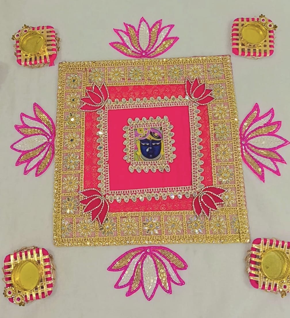 Square shrinath ji lotus rangoli