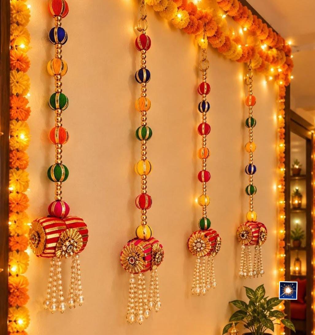 Handcrafted Dholak Hanging Pair – Traditional Indian Festive & Diwali Decor