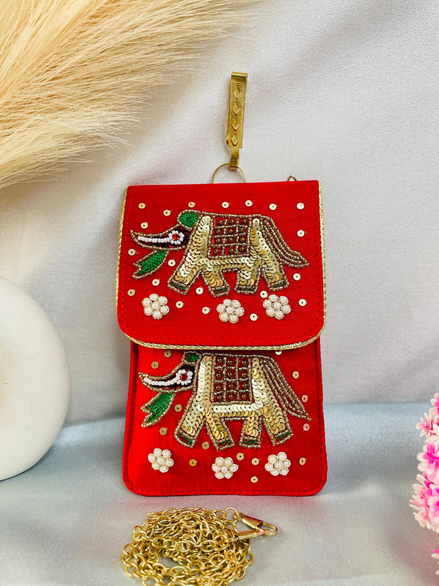 Heavy embroidery mobile sling cover