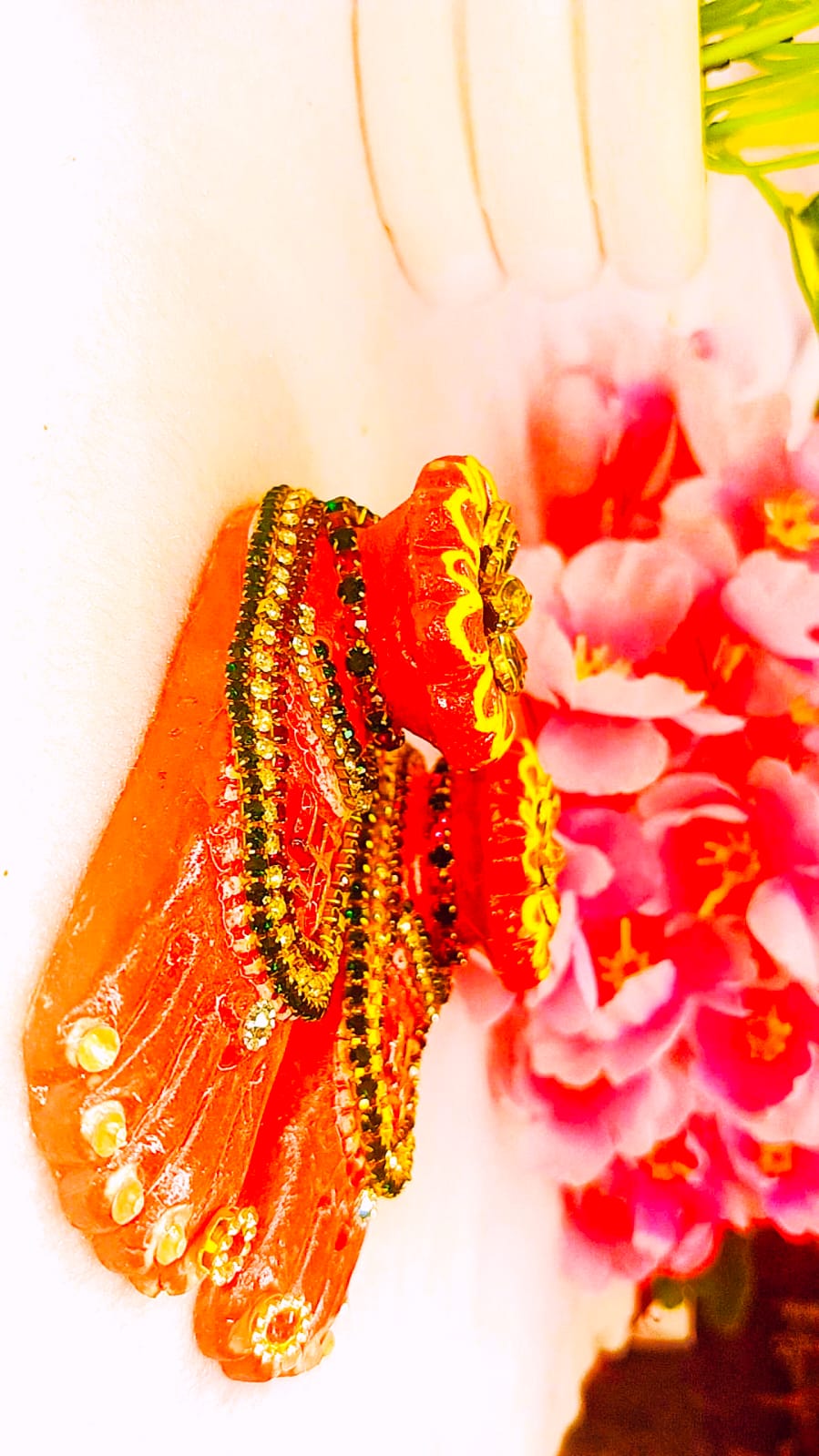 Earthen hand decorated  laxmi charan