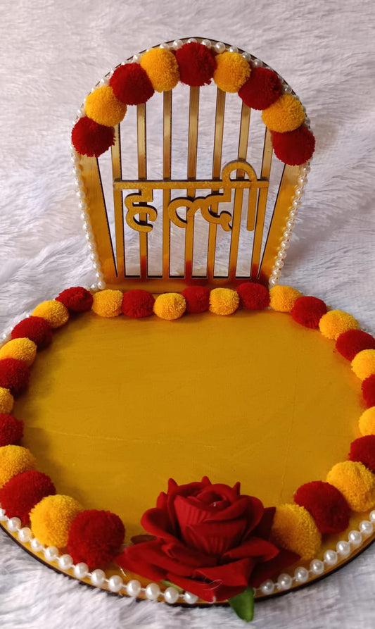 Red and Yellow Haldi Platter