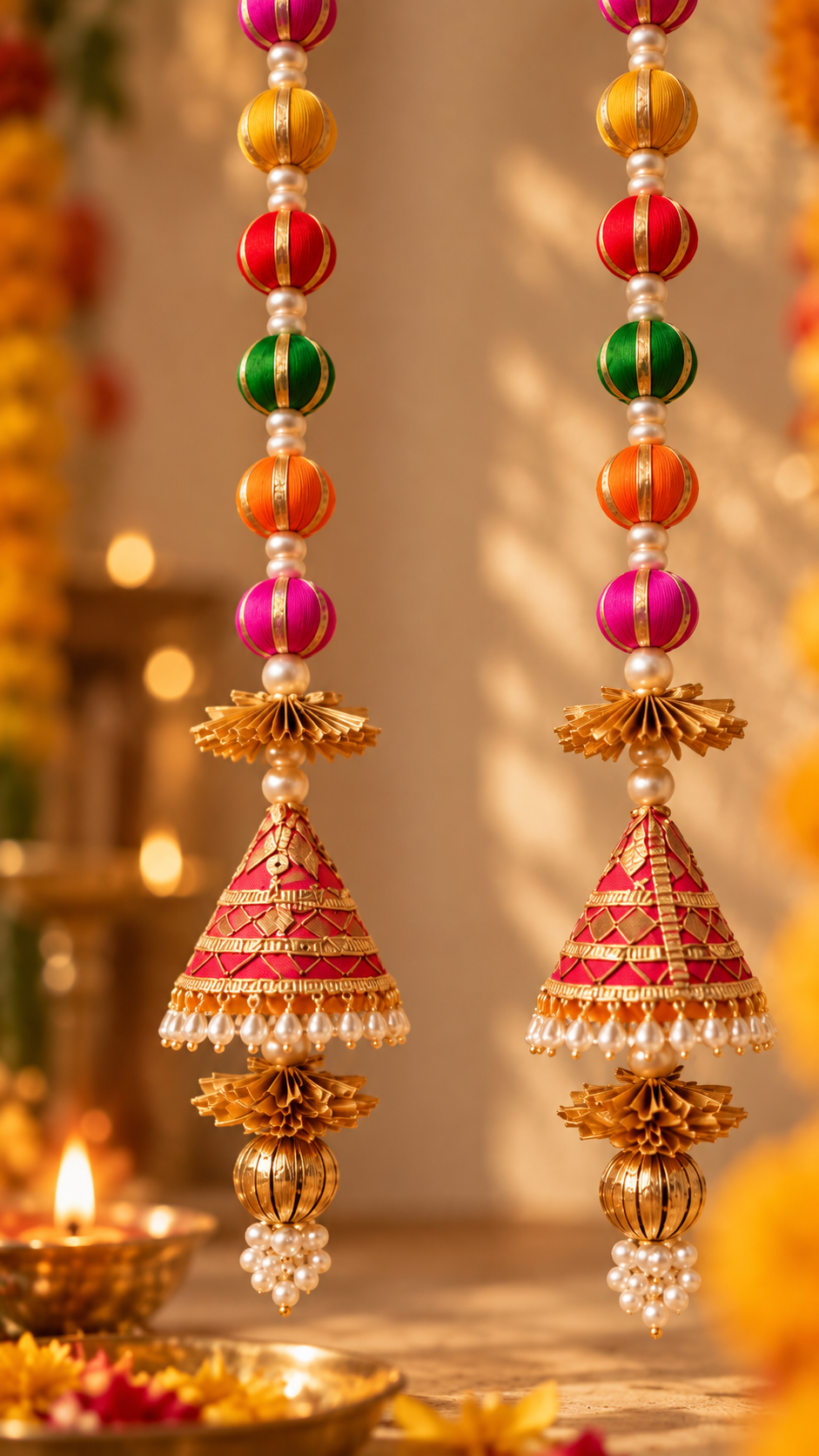 Colourful Diwali Hanging Pair | Handcrafted Festive Door & Home Decor