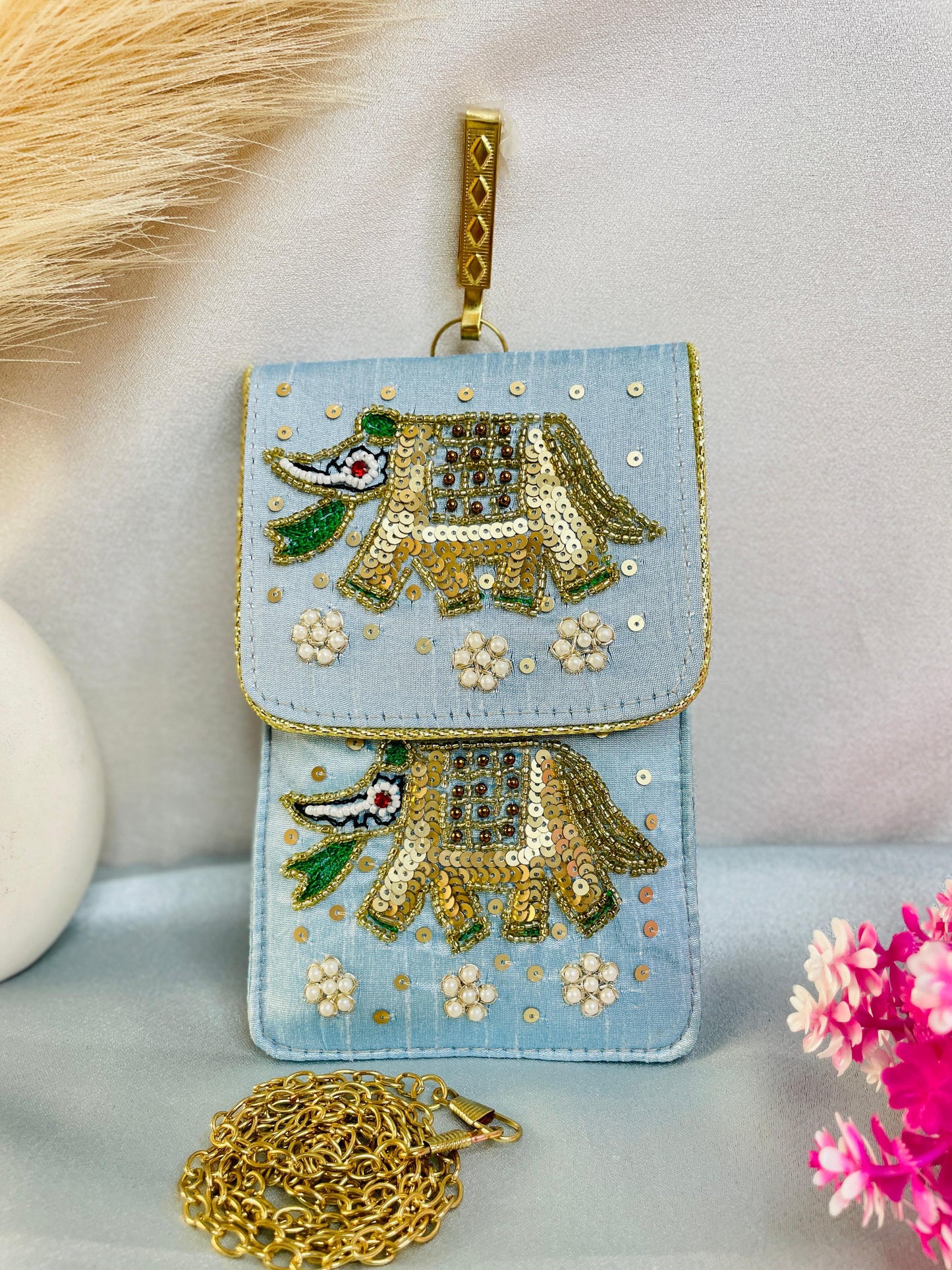 Heavy embroidery mobile sling cover