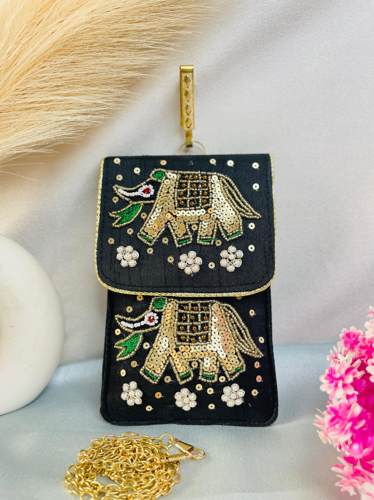 Heavy embroidery mobile sling cover