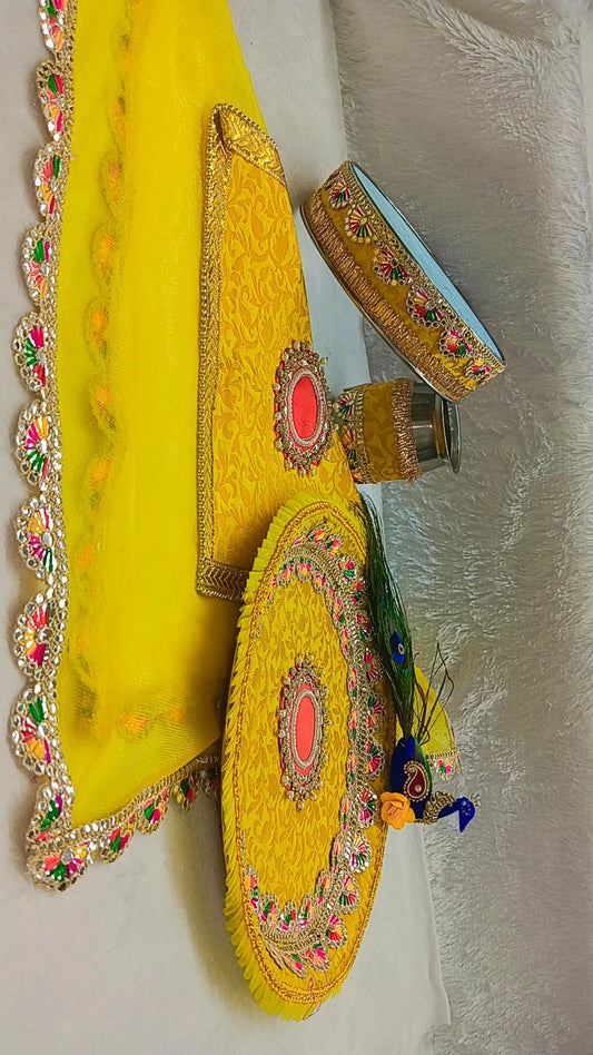 Peacock Theme Karwachauth Thali Set With Thalposh
