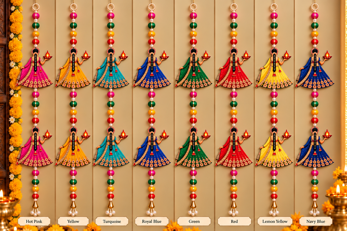Diwali Sundari Hanging Pair – Colourful Diya Lady Door Hangings