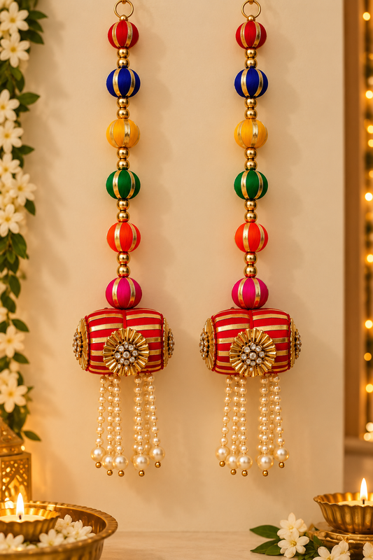 Handcrafted Dholak Hanging Pair – Traditional Indian Festive & Diwali Decor