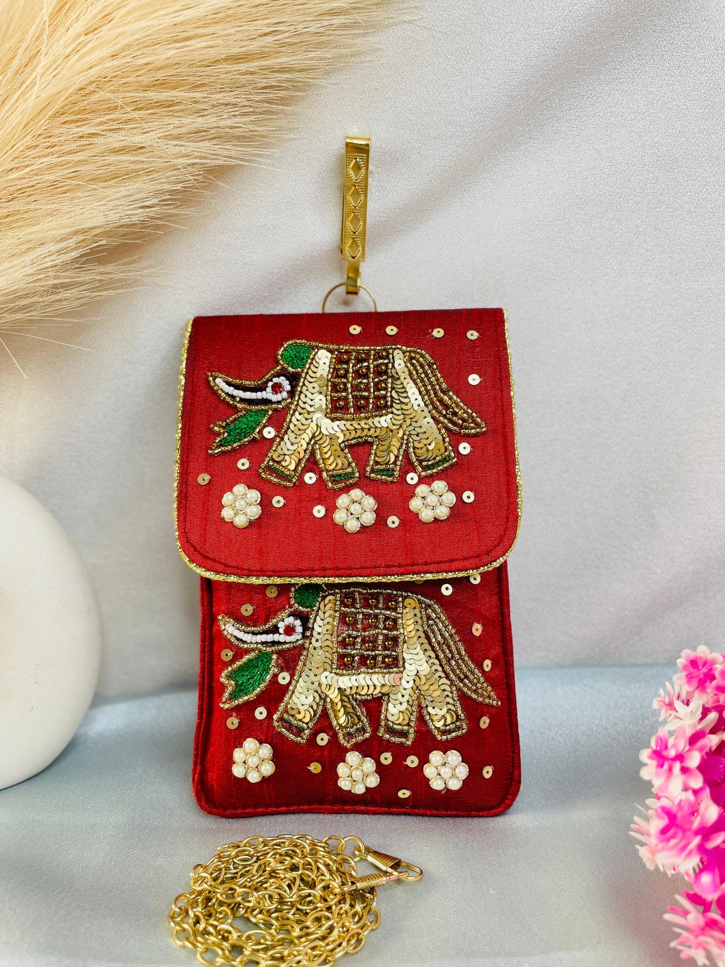 Heavy embroidery mobile sling cover