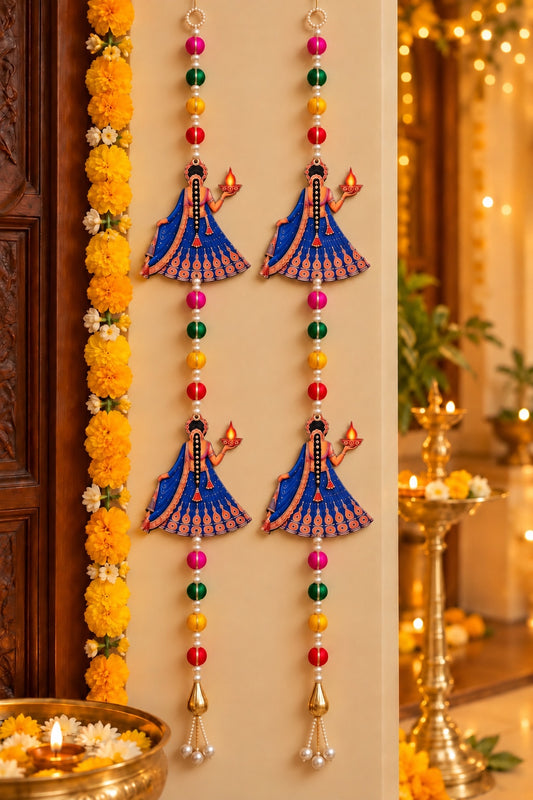 Diwali Sundari Hanging Pair – Colourful Diya Lady Door Hangings