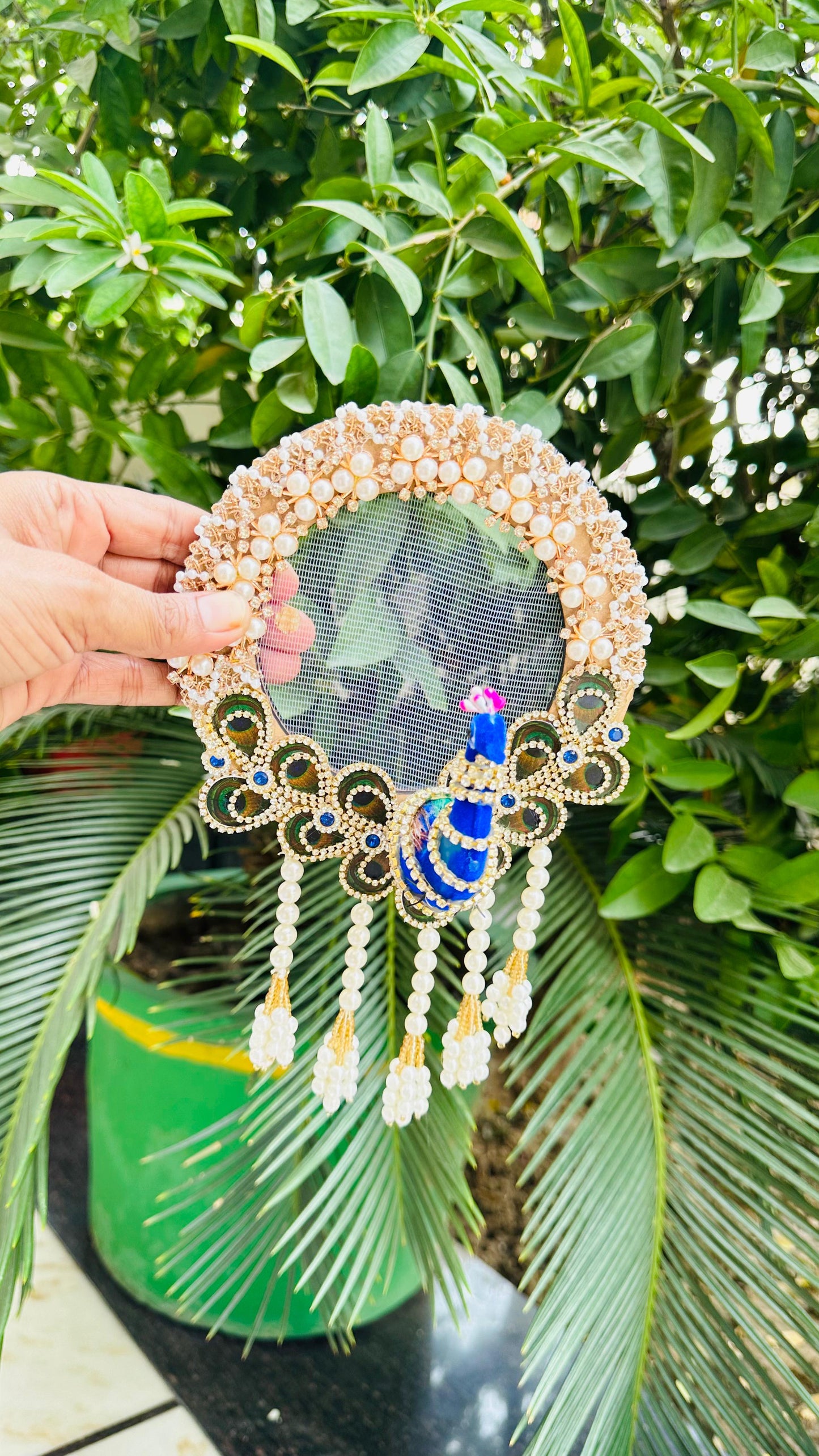 Peacock Design Karwachauth Thali Set with Chalni and Lota | Decorated Pooja Thali Combo for Karwa Chauth Vrat Pooja Essentials