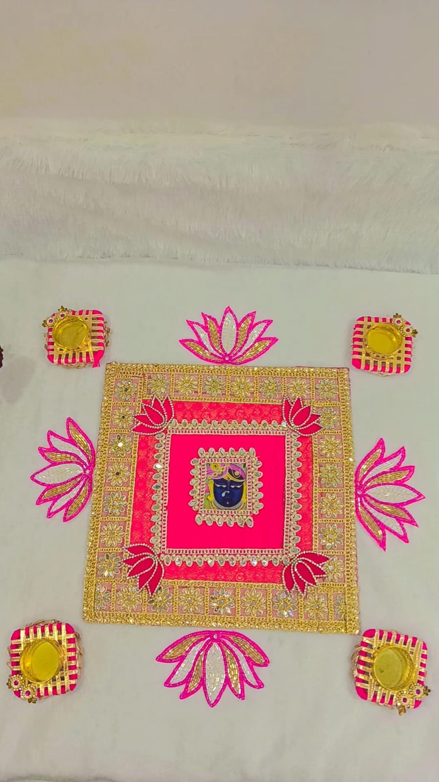 Square shrinath ji lotus rangoli
